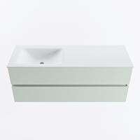 MONDIAZ VICA 130cm badmeubel onderkast Greey 2 lades. Wastafel CLOUD links zonder kraangat, kleur Talc. - thumbnail