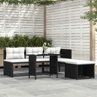 4-delige Loungeset poly rattan zwart - thumbnail