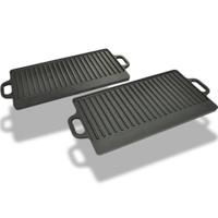 VidaXL Grillplaat gietijzer dubbelzijdig 38x23 cm 2 st - thumbnail