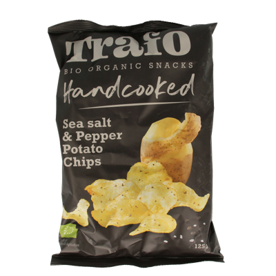 Trafo Chips handcooked zeezout & peper bio 125 Gram Trafo Chips handcooked zeezout & peper bio 125 Gram