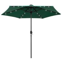 VidaXL Parasol met led-verlichting en aluminium paal 270 cm groen - thumbnail