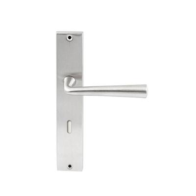 Hardbrass Deurkruk Mikonos op rechthoekig langschild sleutelgat 72mm - RVS Hardbrass Deurkruk Mikonos op rechthoekig langschild sleutelgat 72mm - RVS