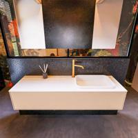 Badkamermeubelset Mondiaz Erin 150 cm met 1 Lade met RIDGE Wastafel Rechts Talc met 1 kraangat Greeploos Mat Rosee - thumbnail