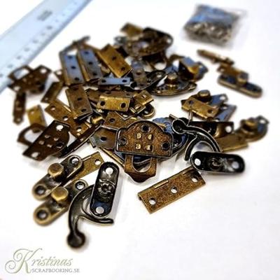 Creativ Company Mini beslag, afm 16x19-19x29,5 mm, antiek goud, 15 set/ 1 doos - thumbnail