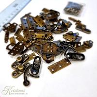 Creativ Company Mini beslag, afm 16x19-19x29,5 mm, antiek goud, 15 set/ 1 doos - thumbnail