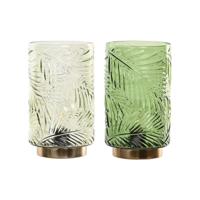 Verlichte decoratie Home ESPRIT Metaal Kristal Tropisch 12 x 12 x 20 cm (2 Stuks) - thumbnail