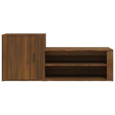 Schoenenkast 130x35x54 cm bewerkt hout bruineikenkleurig
