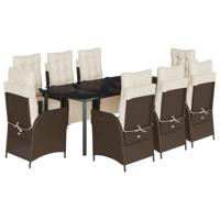 9-delige Tuinset met kussens poly rattan bruin - thumbnail
