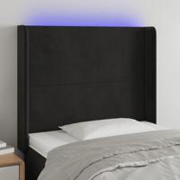 Hoofdbord LED 83x16x118/128 cm fluweel zwart - thumbnail