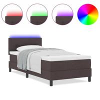 Boxspring bed met matras Donkerbruin 100 x 200 cm Stof - thumbnail