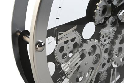 Muurklok Home ESPRIT Zwart Zilverkleurig Metaal Kristal Versnellingen 52 x 8,5 x 52 cm