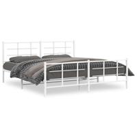 Bedframe met hoofd- en voeteneinde metaal wit 183x213 cm - thumbnail