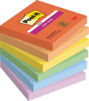 Post-it Super Sticky Notes Playful, 90 vel, ft 76 x 76 mm, geassorteerde kleuren, pak van 6 blokken - thumbnail