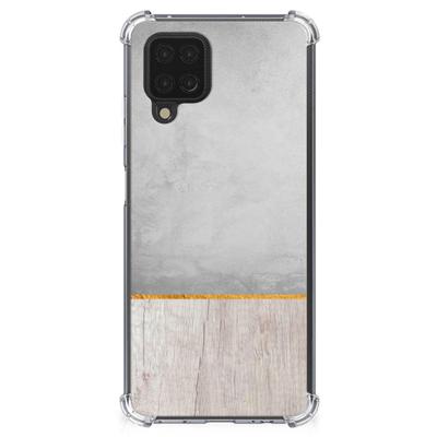 Samsung Galaxy A12 Stevig Telefoonhoesje Wood Concrete Samsung Galaxy A12 Stevig Telefoonhoesje Wood Concrete