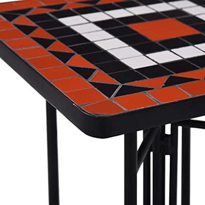 VidaXL Bijzettafel mozaïek keramiek terracottakleurig en wit