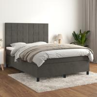 Boxspring met matras fluweel donkergrijs 140x200 cm - thumbnail