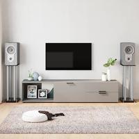 VidaXL Luidsprekerstandaards 2 st 4 pijlers gehard glas zwart zilver - thumbnail