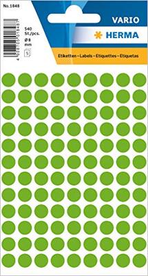 Etiket herma 1848 rond 8mm fluor groen 540st Etiket herma 1848 rond 8mm fluor groen 540st