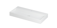 INK United Wastafel Porselein met 1 Kraangat incl. Porseleinen Click Plug en Verborgen Overloop Systeem - 1000x450x110 mm - Mat Wit - thumbnail
