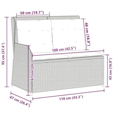 Tuinbank met kussen Beige Poly riet