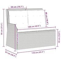 Tuinbank met kussen Beige Poly riet - thumbnail
