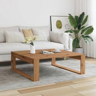 Salontafel 100x100x35 cm bewerkt hout artisanaal eikenkleurig