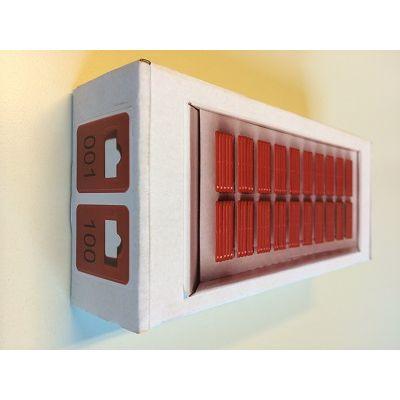 Garderobenummers rood genummerd 001-100