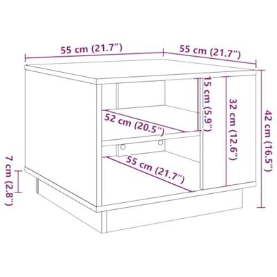 Salontafel 55x55x42 cm bewerkt hout artisanaal eikenkleurig