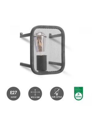 Wandlamp Weave 15/15/20cm, Zwart, Muurlamp gemaakt van metaal, geschikt voor E27 LED lichtbron, wandlamp geschikt voor woonkamer, slaapkamer