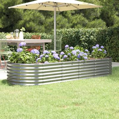VidaXL Plantenbak 224x80x36 cm gepoedercoat staal zilverkleurig