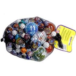 Knikkers 1 kilo gemixt glas in netje