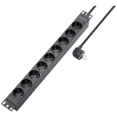 Sygonix SY-5799004 Stekkerdoos 19 inch 9-voudig Zwart Randaarde stekker 1 stuk(s)