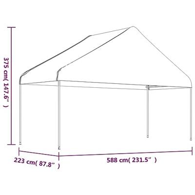 Prieel met dak 11,15x5,88x3,75 m polyetheen wit