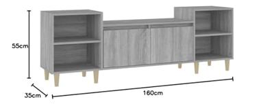 Tv-meubel 160x35x55 cm bewerkt hout grijs sonoma eikenkleurig