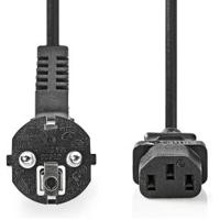 Nedis Stroomkabel | Type F (CEE 7/7) Male | IEC-320-C13 | Gehoekt | Recht | Vernikkeld | 3.00 m | Rond | PVC | Zwart | Label - CEGL10000BK30 - thumbnail