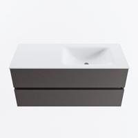 MONDIAZ VICA 110cm badmeubel onderkast Dark Grey 2 lades. Wastafel CLOUD rechts 1 kraangat, kleur Talc. - thumbnail