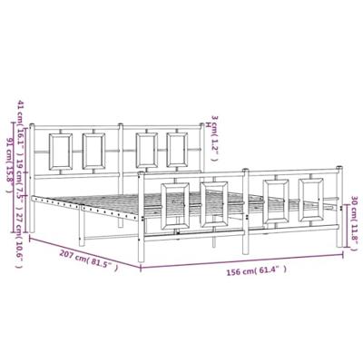 Bedframe met hoofd- en voeteneinde metaal wit 150x200 cm