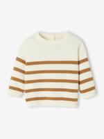 Gestreept baby trui van tricot karamel - thumbnail