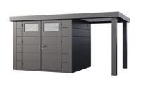 Telluria | Tuinhuis Classico 2724 met Overkapping Open Lounge Small | Rechts | Antraciet - thumbnail