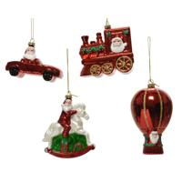 Hanger kerstbal kunststof 4ass train-santa on car-hot-air balloon-santan on rockinghorse Kerstversiering Decoris - Decoris - thumbnail