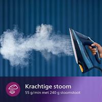 Philips DST8020/20 strijkijzer Stoomstrijkijzer SteamGlide Elite-zoolplaat 3000 W Blauw - thumbnail