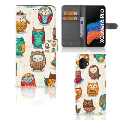 Samsung Galaxy Xcover 6 Pro | Telefoonhoesje | Met pasjeshouder | Vrolijke Uilen