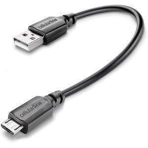Cellularline - Power Cable 15 cm - MICRO USB - Micro-USB-kabel voor opladen en gegevensoverdracht - Zwart