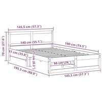 Bedframe Wasbruin 140 x 190 cm Massief grenenhout - thumbnail