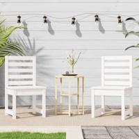 Tuinstoelen 2 st 50x48x91,5 cm massief grenenhout wit - thumbnail