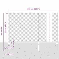 VidaXL Hek met paal zilver 1,2 x 10 m staal - thumbnail