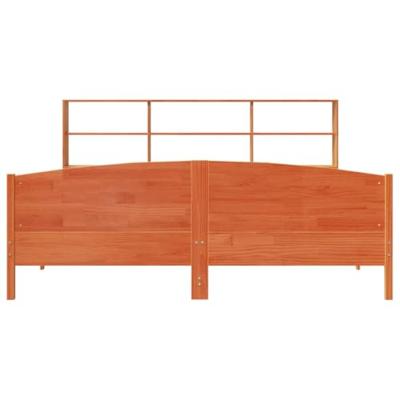 Bed met boekenkast zonder matras grenenhout wasbruin 180x200 cm