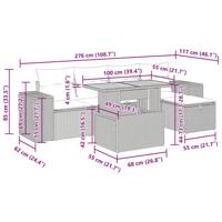 6-delige Loungeset met kussens poly rattan acacia beige - thumbnail