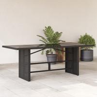 Tuintafel met glazen blad 190x80x75 cm poly rattan zwart - thumbnail