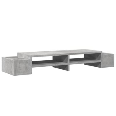 Monitorstandaard met opbergruimte 100x27x15 cm hout betongrijs Monitorstandaard met opbergruimte 100x27x15 cm hout betongrijs